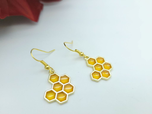 Bienen Waben Ohrringe goldfarben